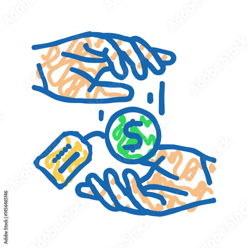 paying borrowed funds creditor icon doodle illustration