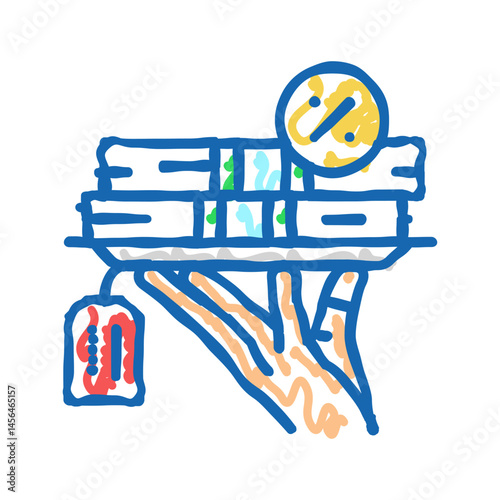 borrowing funds creditor icon doodle illustration