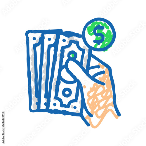 cash payment icon doodle illustration
