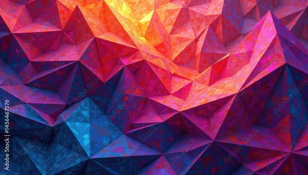 Naklejka premium Intricate tessellated geometric shapes in vibrant hues , textile, tile, backdrop
