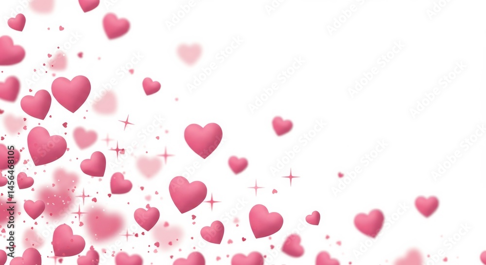 Pink hearts background with glowing sparkles, vector celebration design Pink hearts background with glowing sparkles, vector celebration design