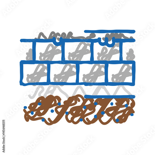 damp proof course building house icon doodle illustration
