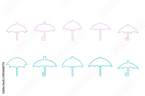 Simple Umbrella Outline Icon Set