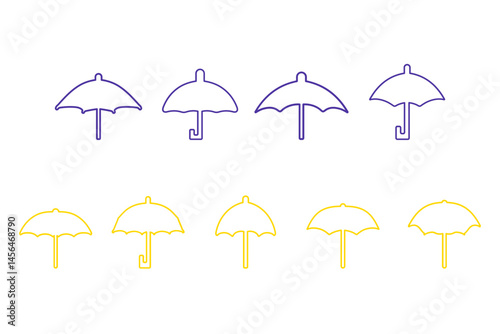Simple Umbrella Outline Icon Set