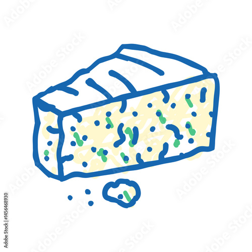 gorgonzola cheese food slice icon doodle illustration