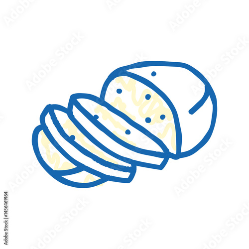 mozzarella cheese food slice icon doodle illustration