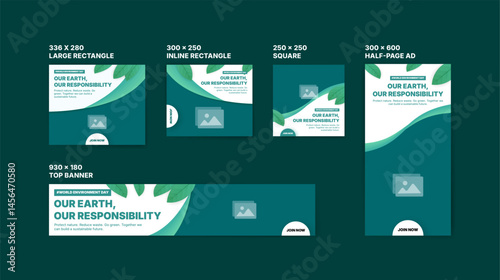 Web and mobile banner design templates for World Environment Day campaign. Web banners for environmental campaign advertising promotion.