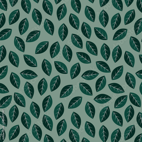 Scandinavian seamless doodle pattern with vintage leaves sketch. For wrapping paper. Ideal for wallpaper, surface textures, textiles.