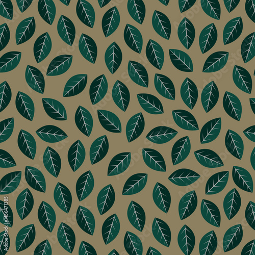 Scandinavian seamless doodle pattern with vintage leaves sketch. For wrapping paper. Ideal for wallpaper, surface textures, textiles.