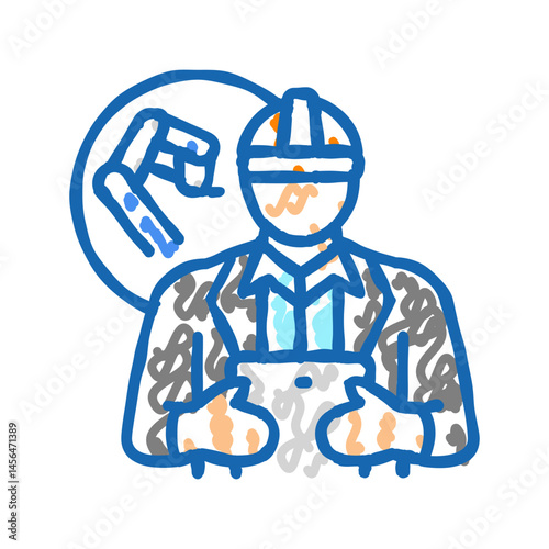 industrial engineer worker icon doodle illustration