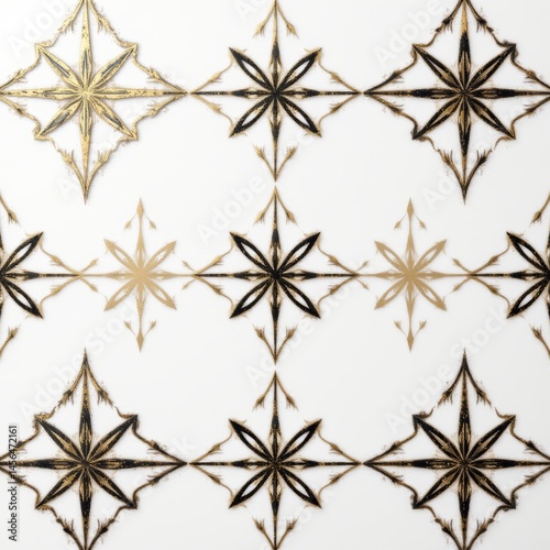 Ornamental Floral Pattern with Golden Accents