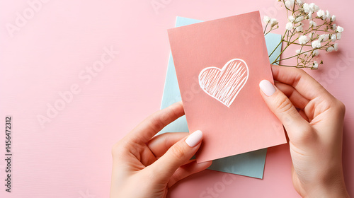 Heartfelt message on card with delicate flowers, expressing love and connection, greeting card concept. Selective focus