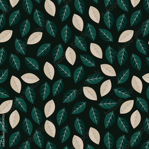 Scandinavian seamless doodle pattern with vintage leaves sketch. For wrapping paper. Ideal for wallpaper, surface textures, textiles.