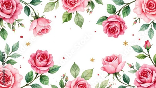 Wallpaper Mural Delicate watercolor roses & leaves, repeating pattern, spring, summer, wrapping Torontodigital.ca