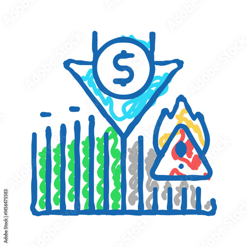 sudden change market trends financial crisis icon doodle illustration