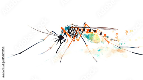 Tiger Mosquito Isolated on White Background for Professional Use