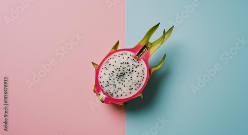 Dragon fruit in the middle of pastel background