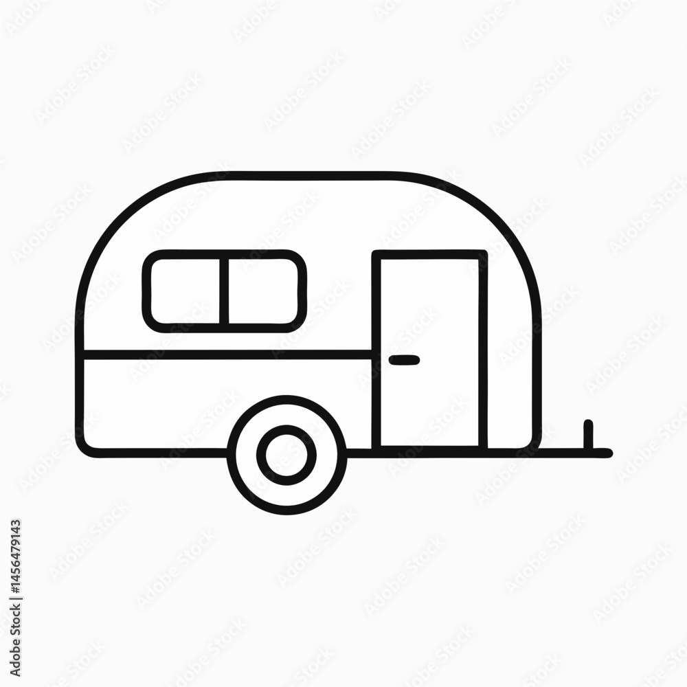 Minimalist caravan trailer icon for travel and adventure designs with copy space. Minimalist caravan trailer icon for travel and adventure designs with copy space.