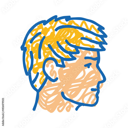 angular fringe hairstyle male icon doodle illustration