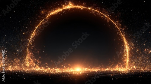 Golden Sparkling Arc Background Perfect for Elegant Designs and Luxury Branding