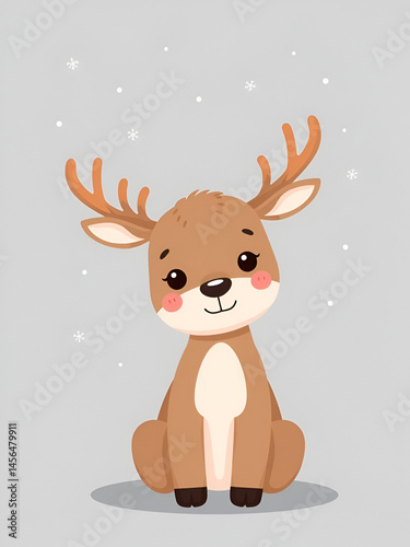 Cute reindeer vector illustration, Christmas baby reindeer vector art, reindeer clip art vector