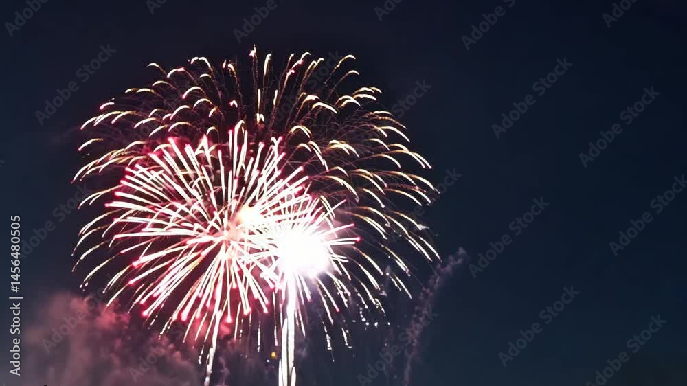 Luminous firework burst lighting up night sky with vibrant colors for celebration