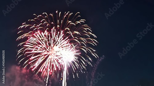 Luminous firework burst lighting up night sky with vibrant colors for celebration