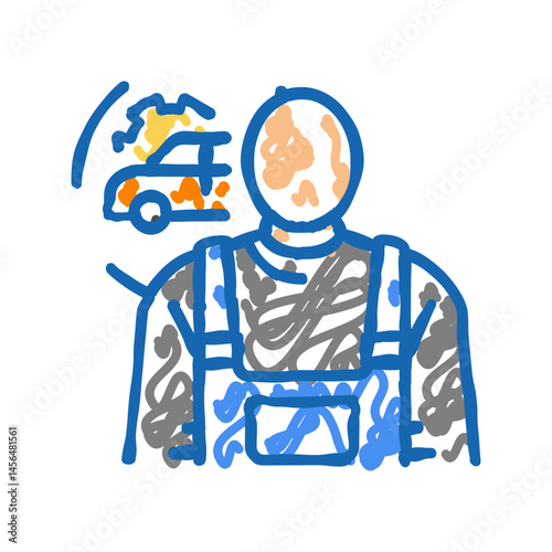 automotive body and glass repairer icon doodle illustration