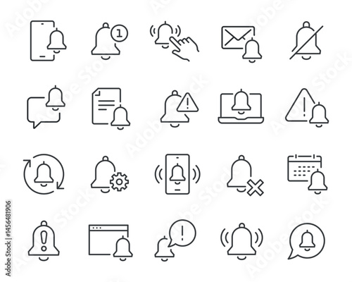 Vector Set of Editable Notification Icons in Linear Style