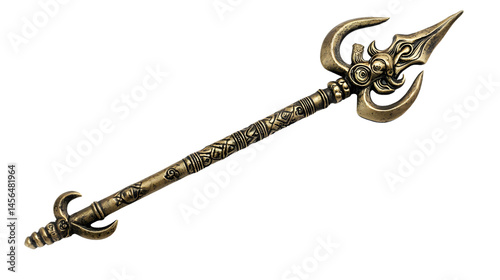 God Shiva Hindu Trident on White Background Isolated
