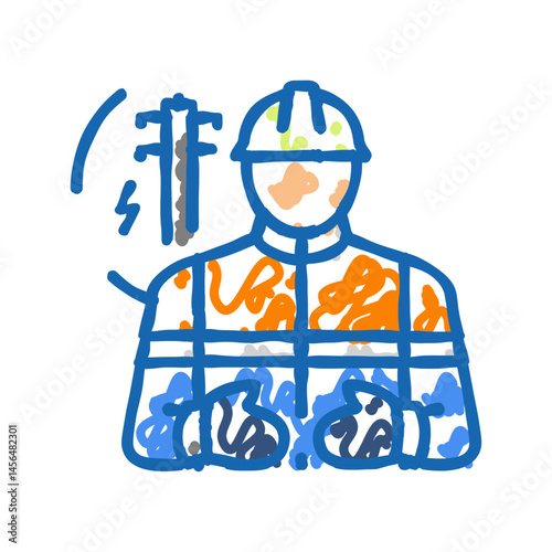 line installer repairer icon doodle illustration