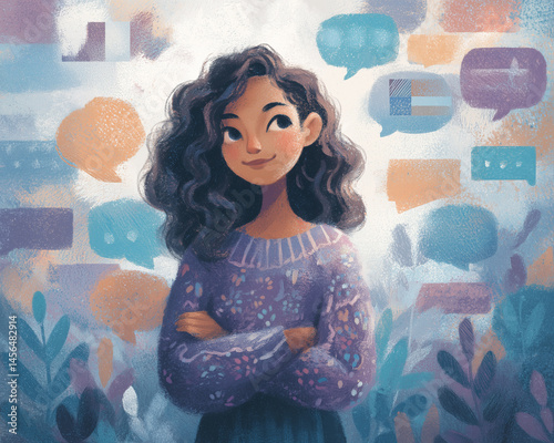 illustration of teen from immigrant background entering new school