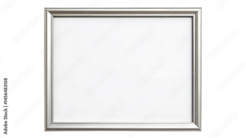 Fototapeta premium A blank, rectangular frame featuring a decorative silver border, designed to hold artwork or photographs.