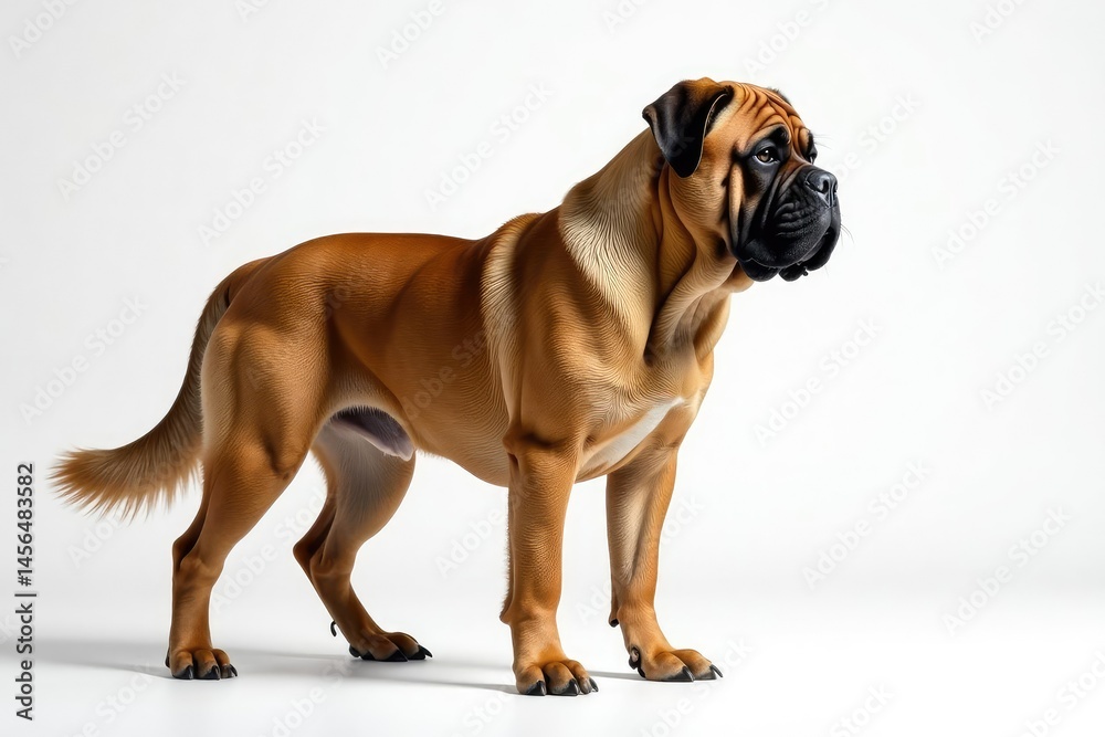 Fototapeta premium Majestic mastiff, powerful stance, white background, background, purebred, dog breed