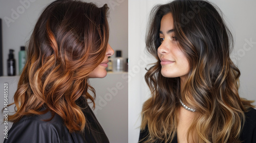 Ombre hair transformation with rich caramel tones