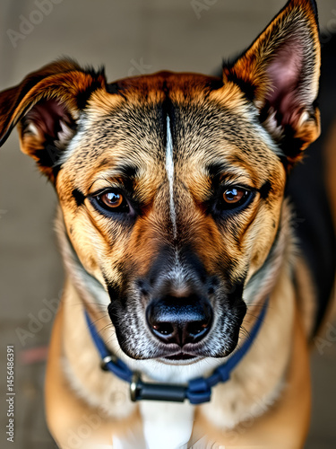 mongrel dog with sad eyes