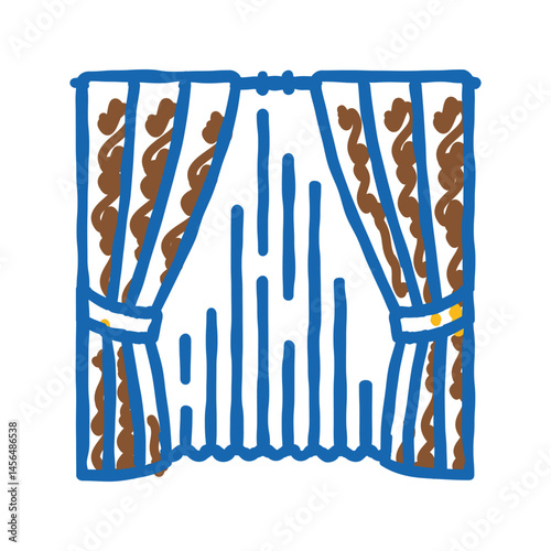 blackout curtains bedroom interior icon doodle illustration