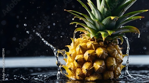 Pineapple Splashing into Water