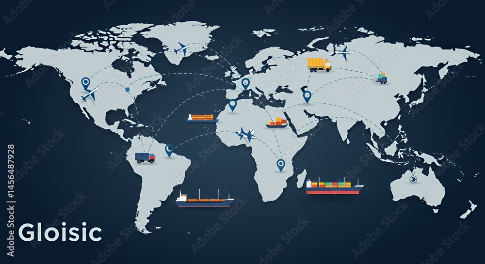 Naklejka premium Gloisic: Global Logistics and Transportation Network