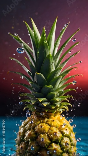 Fresh Pineapple with Water Droplets