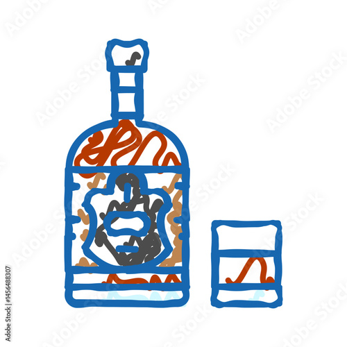 rum drink bottle icon doodle illustration