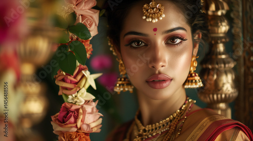 Traditional Indian bridal beauty look 