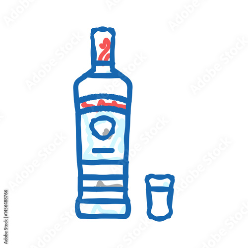 vodka drink bottle icon doodle illustration