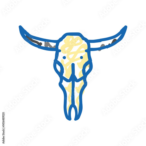 skull cow horn animal icon doodle illustration