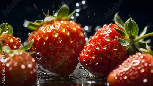 Fresh Strawberries with Water Droplets