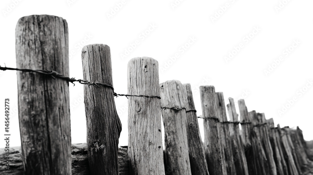 Fototapeta premium a fence made of wood with a barbed wire