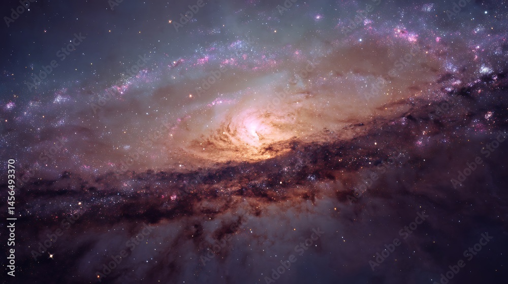 Fototapeta premium Vibrant galactic core with dust and starlight glow