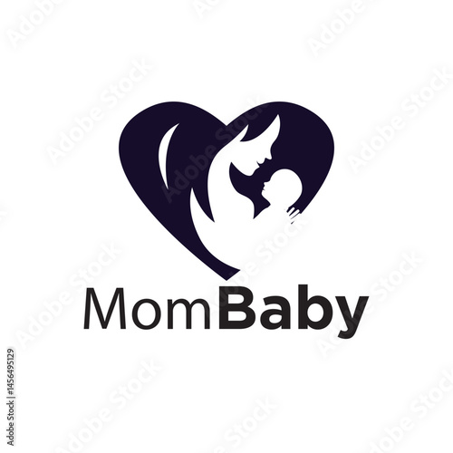 Vector mom and baby logo design vector 