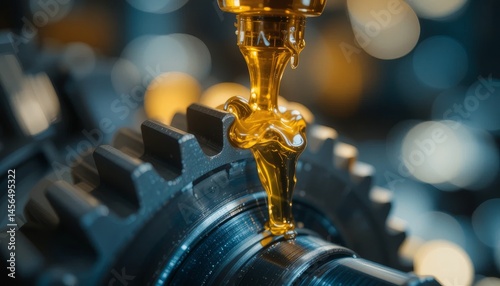 Machinery maintenance action precision gear lubrication in an industrial workshop environment for enhanced efficiency and longevity