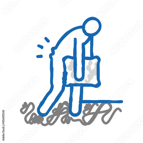 back hurts man sprain icon doodle illustration